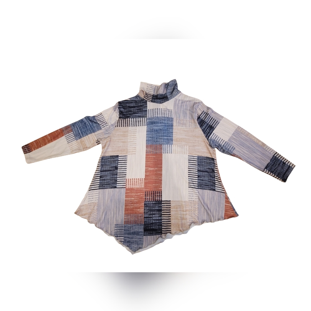 Unbranded - Tan and Blue Patchwork Shirt - Size 3XL